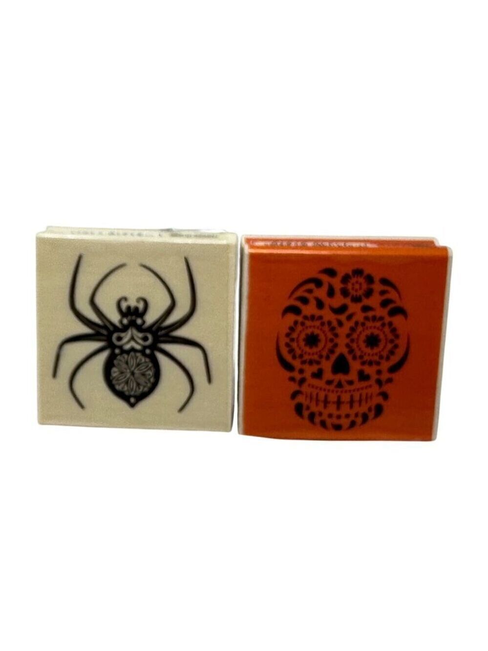 Halloween Wooden Rubber Stamps Spider Sugar Skull Craft Smart Journaling Craft